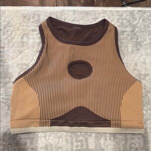 Fabletics Brown and Tan Women's Crop Top sports bra